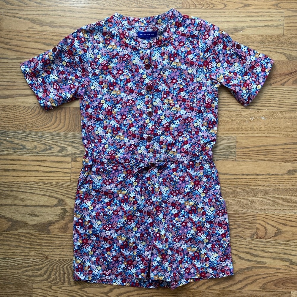 Floral romper shorts/short-sleeved, from Maisonette, Girls 6Y